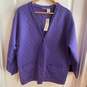 Alison Craig - V-neck Cardigan Sweater - Purple - Ladies Size X-Large